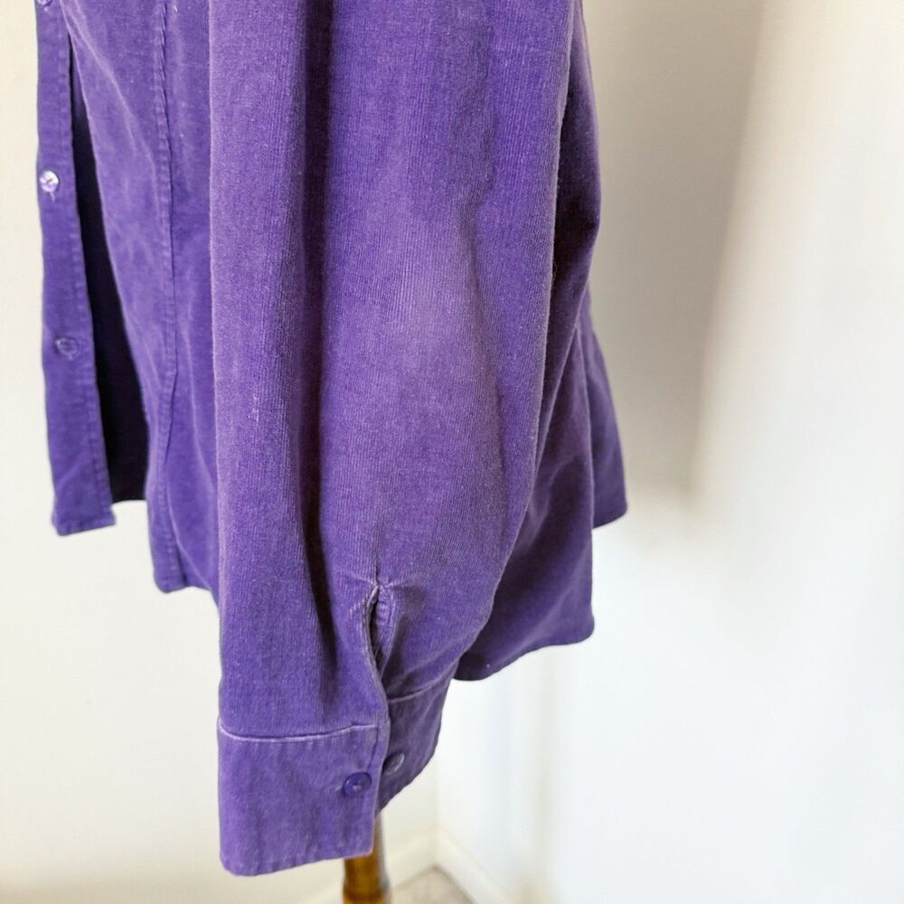 Women's Vtg Y2K Purple Cord Corduroy Shacket Shirt Jacket 3X Cotton Stretch - Picture 12 of 16